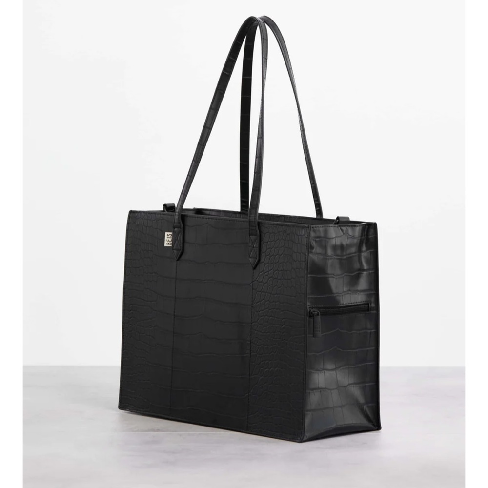 BEIS The Work Tote in Black Croc
